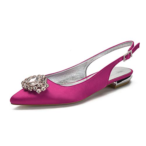 ZZQCCHL Damen Spitze Zehenpartie Slingback Hochzeit Sandalen Satin Slip On Brautschuhe Abend Party Formell Abschlussball Ballerinas,Fuchsia,38 EU ZZQCCHL Damen Spitze Zehenpartie Slingback Hochzeit Sandalen Satin Slip On Brautschuhe Abend Party Formell Abschlussball Ballerinas,Fuchsia,38 EU von ZZQCCHL
