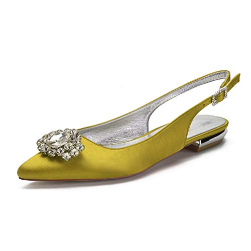 ZZQCCHL Damen Spitze Zehenpartie Slingback Hochzeit Sandalen Satin Slip On Brautschuhe Abend Party Formell Abschlussball Ballerinas,Gelb,40 EU ZZQCCHL Damen Spitze Zehenpartie Slingback Hochzeit Sandalen Satin Slip On Brautschuhe Abend Party Formell Abschlussball Ballerinas,Gelb,40 EU von ZZQCCHL