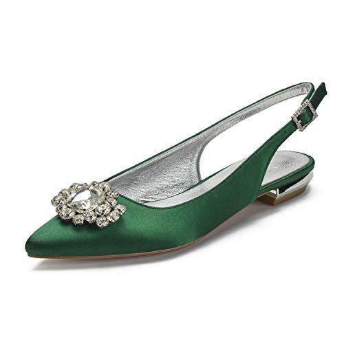ZZQCCHL Damen Spitze Zehenpartie Slingback Hochzeit Sandalen Satin Slip On Brautschuhe Abend Party Formell Abschlussball Ballerinas,Grün,38 EU ZZQCCHL Damen Spitze Zehenpartie Slingback Hochzeit Sandalen Satin Slip On Brautschuhe Abend Party Formell Abschlussball Ballerinas,Grün,38 EU von ZZQCCHL