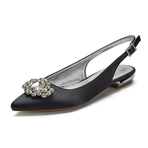 ZZQCCHL Damen Spitze Zehenpartie Slingback Hochzeit Sandalen Satin Slip On Brautschuhe Abend Party Formell Abschlussball Ballerinas,Schwarz,38 EU ZZQCCHL Damen Spitze Zehenpartie Slingback Hochzeit Sandalen Satin Slip On Brautschuhe Abend Party Formell Abschlussball Ballerinas,Schwarz,38 EU von ZZQCCHL