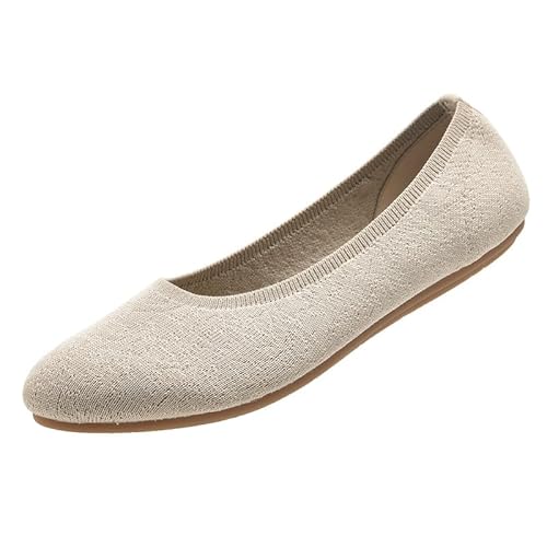 ZZS Damen Ballerinas Slip On Knit Kleid Schuhe Pumps Schuhe Runde Zehe Frauen Flach von ZZS