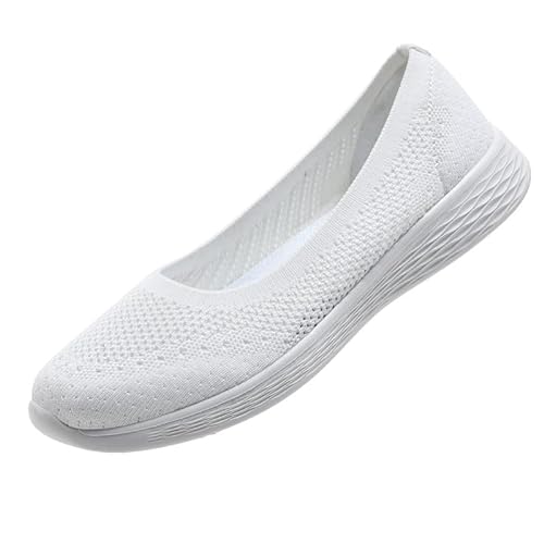 ZZS Damen Casual Slip on Walking Flache Schuhe-Leichte Low-Top Knit Loafer Sneaker Scarlet-Größe 35.5 EU von ZZS