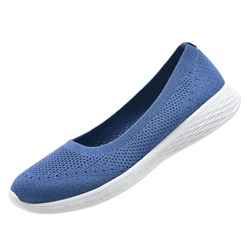 ZZS Damen Casual Slip on Walking Flache Schuhe-Leichte Low-Top Knit Loafer Sneaker Scarlet-Größe 35.5 EU von ZZS