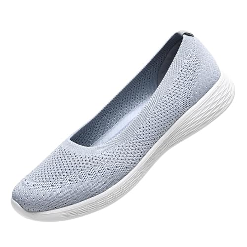 ZZS Damen Casual Slip on Walking Flache Schuhe-Leichte Low-Top Knit Loafer Sneaker Scarlet-Größe 36.5 EU von ZZS