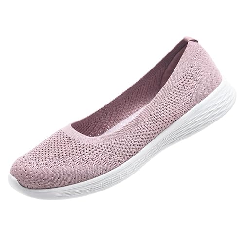 ZZS Damen Casual Slip on Walking Flache Schuhe-Leichte Low-Top Knit Loafer Sneaker Scarlet-Größe 37 EU von ZZS