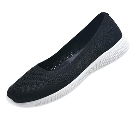 ZZS Damen Casual Slip on Walking Flache Schuhe-Leichte Low-Top Knit Loafer Sneaker Scarlet-Größe 41 EU von ZZS