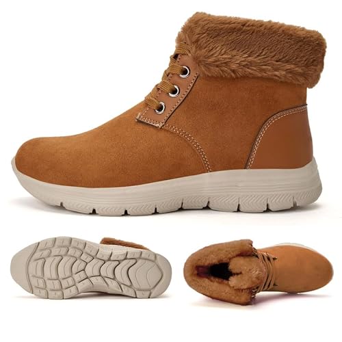 ZZS Damen Winter Schnee Ankle Boot-Bequeme kurze Booties Outdoor Warme Walking Wanderschuhe-Breit von ZZS