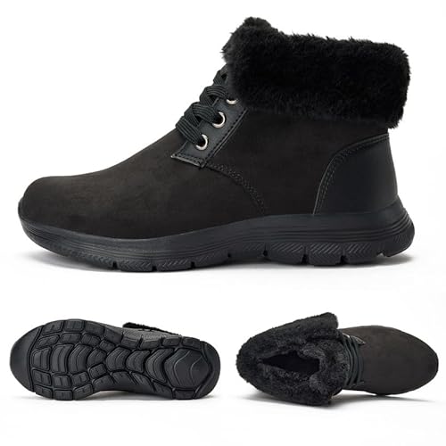 ZZS Damen Winter Schnee Ankle Boot-Bequeme kurze Booties Outdoor Warme Walking Wanderschuhe-Breit von ZZS