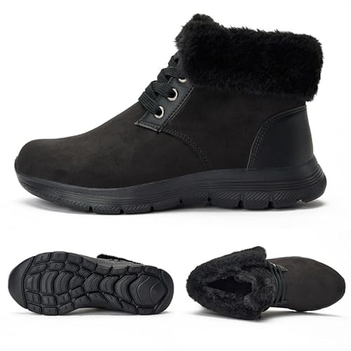 ZZS Damen Winter Schnee Ankle Boot-Bequeme kurze Booties Outdoor Warme Walking Wanderschuhe-Breit-40 EU von ZZS