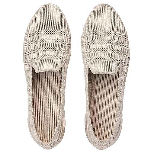 ZZS Frauen Ballett Slip On Flache Schuhe Strickkleid Schuhe Runde Zehe Low Wedge Ballerina Walking Loafers Mesh Schuhe für Frau Casual Komfort von ZZS