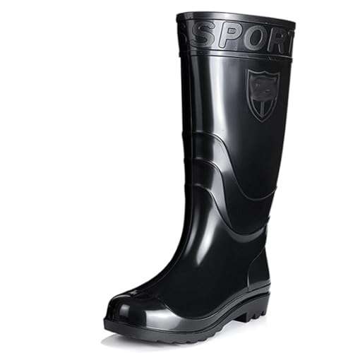 Wasserdichte Regenstiefel Herren, rutschfeste Gummi-Arbeitsstiefel mit rutschfester, gewellter Sohle, Optionen for hohe, mittlere und kurze Oberteile for den Außenbereich Regenstiefel(Long,43 EU) von ZZTWER