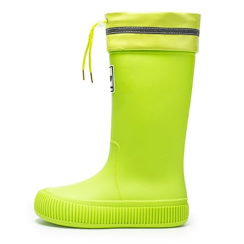 Wasserdichte Winterregenstiefel Damen mit hohem Schaft, rutschfeste Stiefel for kaltes Wetter for Outdoor, Gartenarbeit und Schnee Regenstiefel(Bright Green,36 EU) von ZZTWER