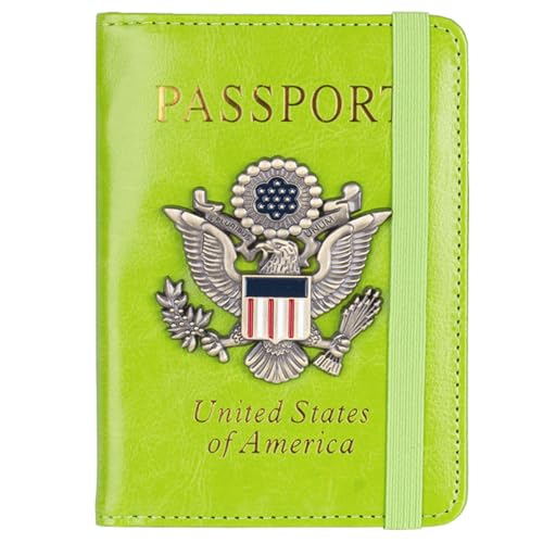 ZZTWER Amerikanischer Blauer Reisepasshalter mit Mehreren Kartenfächern, Reisepasshülle, antimagnetischer Bankkartenhalter mit Gummiband Reisepasshüllen(Groen) von ZZTWER