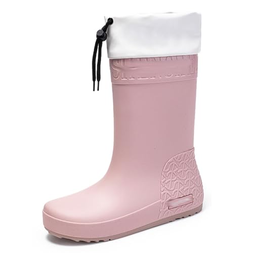 ZZTWER Gummistiefel for den Garten im Freien, hohe wasserdichte Regenstiefel mit Kordelzug, rutschfeste Arbeitsschuhe for die Küche Regenstiefel(39 EU) von ZZTWER