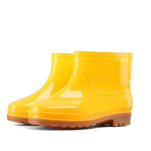 ZZTWER Herren-Regenstiefel mit hohem, mittlerem und kurzem Oberteil, rutschfeste PVC-Arbeitsstiefel mit weicher Sohle, Gelb und Weiß Regenstiefel(Yellow,15CM_38) von ZZTWER