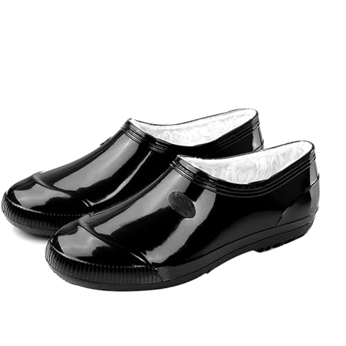 ZZTWER Wasserdichte Industrie-Regenstiefel, rutschfeste PVC-Arbeitsstiefel mit Gummisohle, niedriges/kurzes Oberteil for die Küche, Freizeitgebrauch Regenstiefel(BLACK 2,42 EU) von ZZTWER