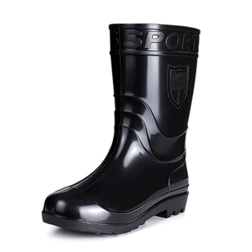 ZZTWER Wasserdichte Regenstiefel Herren, rutschfeste Gummi-Arbeitsstiefel mit rutschfester, gewellter Sohle, Optionen for hohe, mittlere und kurze Oberteile for den Außenbereich Regenstiefel(M,40 EU) von ZZTWER