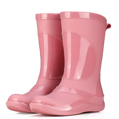 ZZTWER Wasserdichte Regenstiefel for Damen mit herausnehmbarem Fleecefutter, rutschfeste Freizeit-Arbeitsstiefel for Komfort im Freien Regenstiefel(Rose,39 EU) von ZZTWER