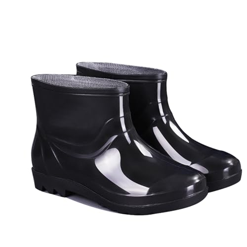 ZZTWER Wasserdichte Regenstiefel for Herren, hoch, mittel, niedrig, Winterstiefel mit Fleecefutter, rutschfest, Outdoor-Stiefel mit herausnehmbarem Isolator Regenstiefel(15.5cm (Type 1),42 EU) von ZZTWER