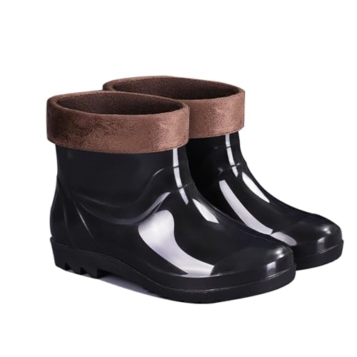 ZZTWER Wasserdichte Regenstiefel for Herren, hoch, mittel, niedrig, Winterstiefel mit Fleecefutter, rutschfest, Outdoor-Stiefel mit herausnehmbarem Isolator Regenstiefel(15.5cm (Type 2),42 EU) von ZZTWER