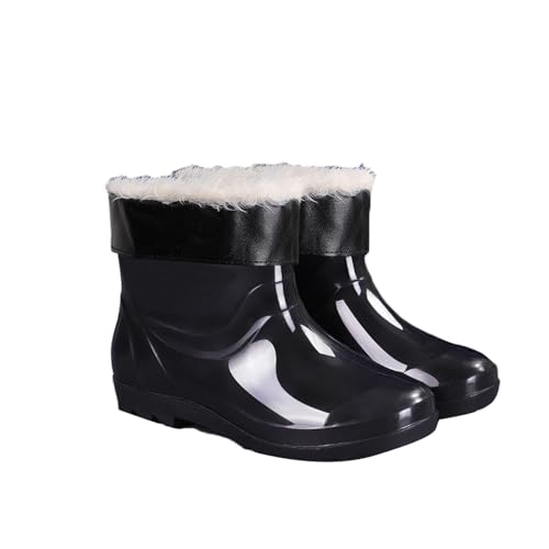 ZZTWER Wasserdichte Regenstiefel for Herren, hoch, mittel, niedrig, Winterstiefel mit Fleecefutter, rutschfest, Outdoor-Stiefel mit herausnehmbarem Isolator Regenstiefel(15.5cm (Type 3),44 EU) von ZZTWER