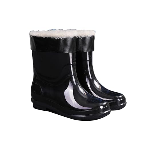 ZZTWER Wasserdichte Regenstiefel for Herren, hoch, mittel, niedrig, Winterstiefel mit Fleecefutter, rutschfest, Outdoor-Stiefel mit herausnehmbarem Isolator Regenstiefel(21cm (Type 3),43 EU) von ZZTWER