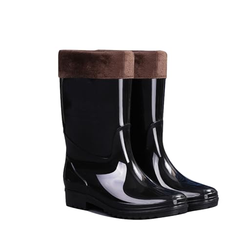 ZZTWER Wasserdichte Regenstiefel for Herren, hoch, mittel, niedrig, Winterstiefel mit Fleecefutter, rutschfest, Outdoor-Stiefel mit herausnehmbarem Isolator Regenstiefel(28cm (Type 2),45 EU) von ZZTWER