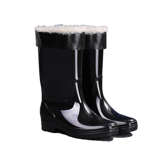 ZZTWER Wasserdichte Regenstiefel for Herren, hoch, mittel, niedrig, Winterstiefel mit Fleecefutter, rutschfest, Outdoor-Stiefel mit herausnehmbarem Isolator Regenstiefel(28cm (Type 3),41 EU) von ZZTWER
