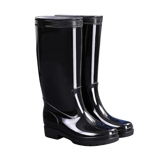 ZZTWER Wasserdichte Regenstiefel for Herren, hoch, mittel, niedrig, Winterstiefel mit Fleecefutter, rutschfest, Outdoor-Stiefel mit herausnehmbarem Isolator Regenstiefel(36cm (Type 1),44 EU) von ZZTWER