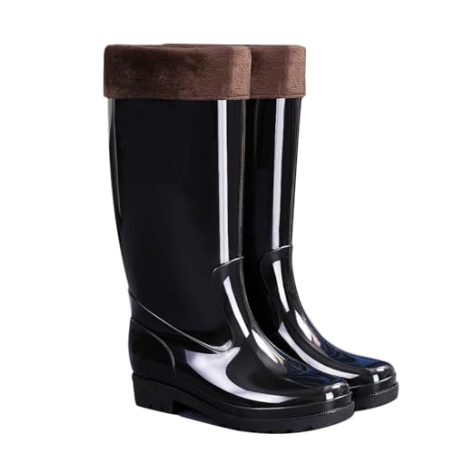 ZZTWER Wasserdichte Regenstiefel for Herren, hoch, mittel, niedrig, Winterstiefel mit Fleecefutter, rutschfest, Outdoor-Stiefel mit herausnehmbarem Isolator Regenstiefel(36cm (Type 2),43 EU) von ZZTWER