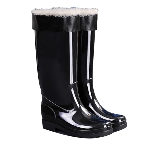ZZTWER Wasserdichte Regenstiefel for Herren, hoch, mittel, niedrig, Winterstiefel mit Fleecefutter, rutschfest, Outdoor-Stiefel mit herausnehmbarem Isolator Regenstiefel(36cm (Type 3),40 EU) von ZZTWER