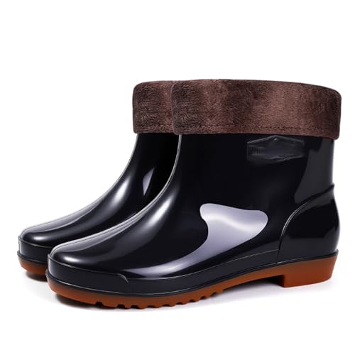 ZZTWER Wasserdichte Regenstiefel for Herrenküche, schwarze kurze PVC-Arbeitsstiefel mit rutschfester Sohle for Frühling und Herbst Regenstiefel(Black 1,40 EU) von ZZTWER