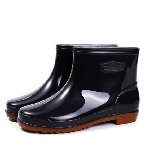 ZZTWER Wasserdichte Regenstiefel for Herrenküche, schwarze kurze PVC-Arbeitsstiefel mit rutschfester Sohle for Frühling und Herbst Regenstiefel(Svart,41 EU) von ZZTWER