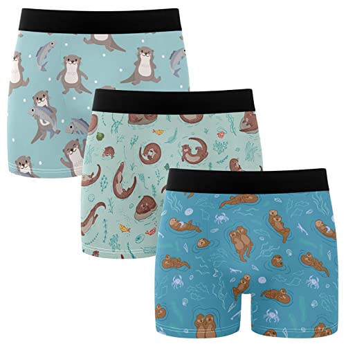 ZZXXB Cute Otters Herren Boxershorts, 3er-Pack, Unterwäsche, atmungsaktiv, Stretch, Boxershorts, S-XXL, multi, L von ZZXXB