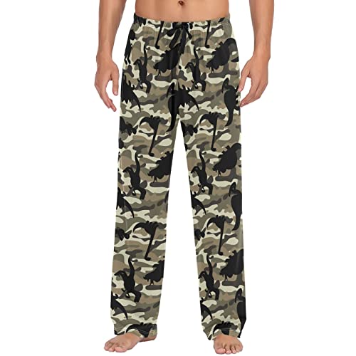 ZZXXB Dinosaurier Camouflage Pyjamahose für Herren Komfort Schlafhose Loungehose gerade Passform mit Taschen S-XXL, grün, XXL von ZZXXB