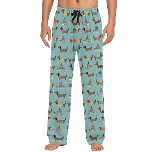 ZZXXB Dragon Dog Lama Pyjamahose für Herren Komfort Schlaf Lounge Hose gerade Passform mit Taschen S-XXL, Dackel, M von ZZXXB