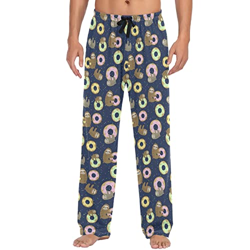 ZZXXB Faultier Donut Pyjamahose für Herren Komfort Schlafhose Loungehose gerade Passform mit Taschen S-XXL, blau, M von ZZXXB