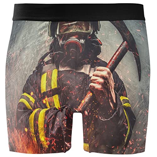 ZZXXB Herren-Boxershorts mit Feuerwehr-Aufdruck, atmungsaktiv, mit Beutel, Größe S - XXL, grün, L von ZZXXB