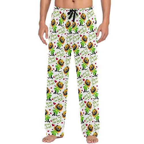 ZZXXB Kiss Me I'm Irish Cat Pyjamahose für Herren, bequeme Schlafhose, gerade Passform mit Taschen, S-XXL, grün, S von ZZXXB