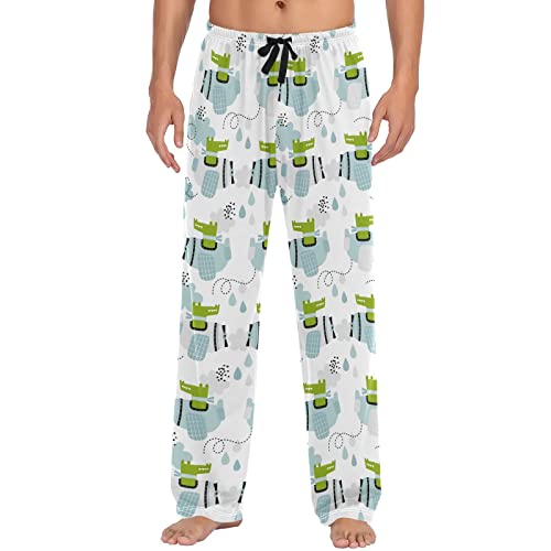 ZZXXB Pilot Krokodil-Pyjamahose für Herren, bequeme Schlaf-Loungehose, gerade Passform mit Taschen, S-XXL, weiß, XL von ZZXXB