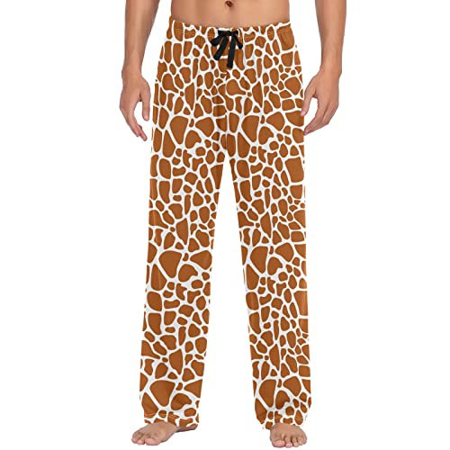 ZZXXB Rentier Hund Faultier Pyjamahose für Herren Komfort Schlaf Lounge Hose gerade Passform mit Taschen S-XXL, giraffe, L von ZZXXB