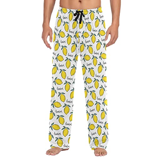 ZZXXB Zitronen-Pyjamahose für Herren, bequeme Schlaf-Loungehose, gerade Passform mit Taschen, S-XXL, gelb, XL von ZZXXB