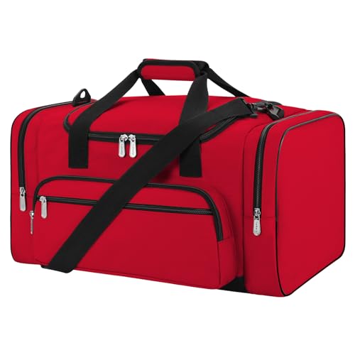 Sporttasche Reisetasche Fitness Tasche mit Schultergurt Wochenendtasche für Damen und Herren (Rot, 40L) von ZZY