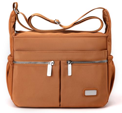 ZZYING Crossbody-Tasche für Damen, lässige Nylon-Umhängetasche, Damen-Geldbörse und Handtasche, lässige Taschen für Damen, Orange von ZZYING