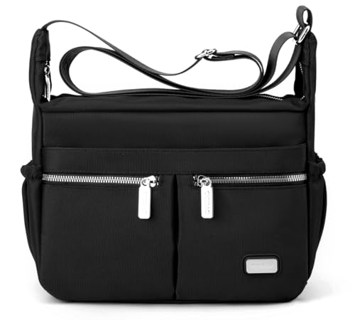 ZZYING Crossbody-Tasche für Damen, lässige Nylon-Umhängetasche, Damen-Geldbörse und Handtasche, lässige Taschen für Damen, Schwarz von ZZYING