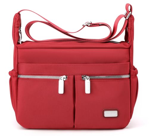 ZZYING Crossbody-Tasche für Damen, lässige Nylon-Umhängetasche, Damen-Geldbörse und Handtasche, lässige Taschen für Damen, rot von ZZYING