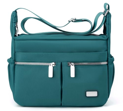 ZZYING Crossbody-Tasche für Damen, lässige Nylon-Umhängetasche, Damen-Geldbörse und Handtasche, lässige Taschen für Damen, türkis von ZZYING