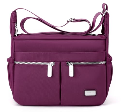 ZZYING Crossbody-Tasche für Damen, lässige Nylon-Umhängetasche, Damen-Geldbörse und Handtasche, lässige Taschen für Damen, violett von ZZYING