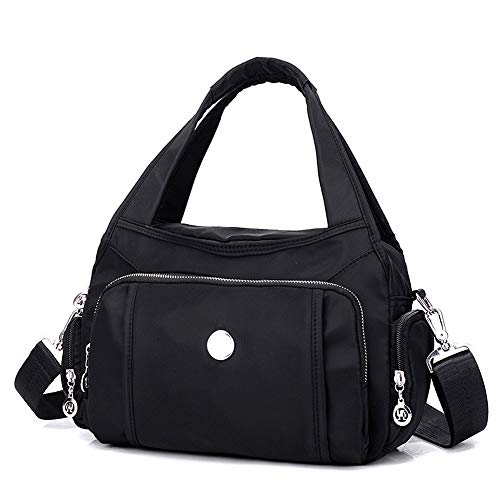 ZZYING Crossbody-Tasche für Damen, wasserdicht, Handtasche, mehrere Taschen, Nylon, Reise-Schultertasche, Schwarz von ZZYING