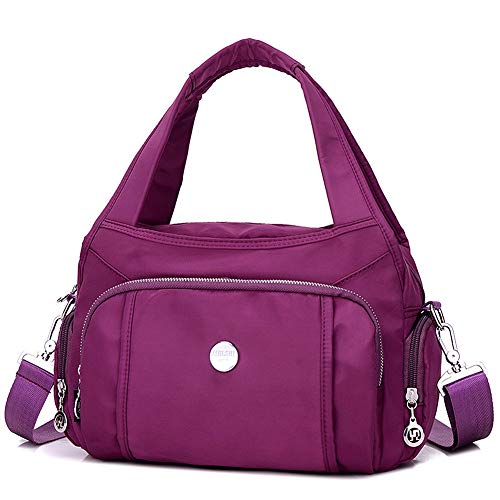 ZZYING Crossbody-Tasche für Damen, wasserdicht, Handtasche, mehrere Taschen, Nylon, Reise-Schultertasche, violett von ZZYING